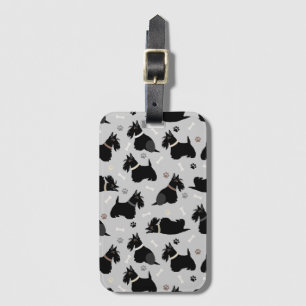 À Bagage Étiquette de bagages écossaise Terrier Paws et Bon