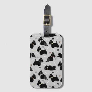 À Bagage Étiquette de bagages écossaise Terrier Paws et Bon