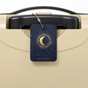 À Bagage Étiquette de la lune d'or Monogramme de croissant 