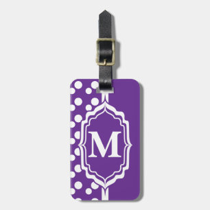À Bagage Étiquette de point de Polka violet monogramme