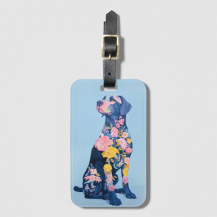 À Bagage Étiquette des bagages floraux du Labrador Retrieve