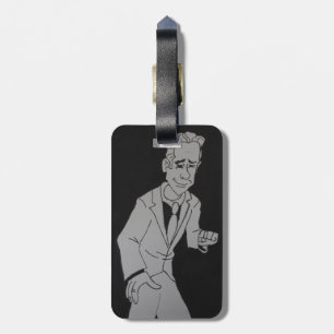 À Bagage Étiquette Dessin de l'homme noir et blanc