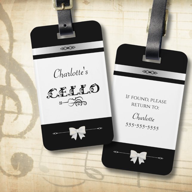 À Bagage Étiquette d'identification pour étui de violoncell (Sophisticated ID for your cello case. Chic, professional, and perfect for every soloist.)