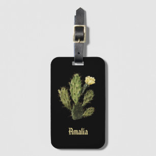 À Bagage Étiquette Monogram Cactus Flower Vintage Black Lug