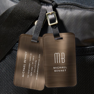 À Bagage Étiquette Monogramme Bronze Brown en métal