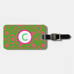 À Bagage Étiquette Monogramme rose et vert floral