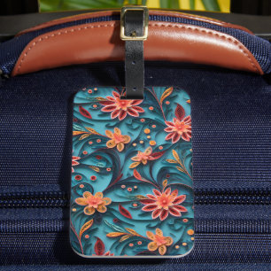 À Bagage Étiquette motif en papier floral transparent