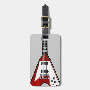 À Bagage Étiquette rouge/blanche de guitare de vecteur de