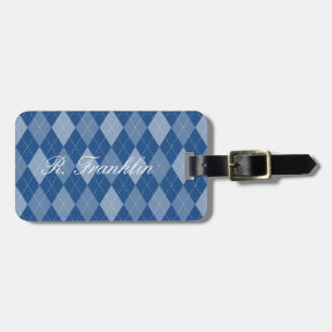 À Bagage Jacquard bleu losange motif étiquette de voyage
