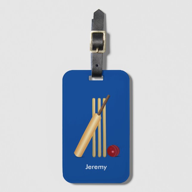 À Bagage Jeu de cricket, texte personnalisable, étiquette d (Devant Vertical)