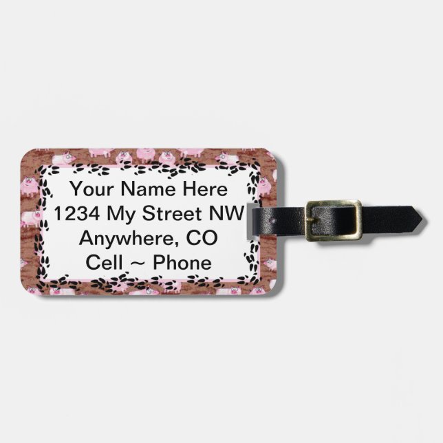 À Bagage L'identification étiquette le ~ Piggys rose (Devant horizontal)