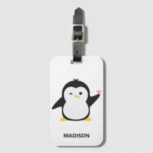 À Bagage Nom personnalisé étiquette de bagages de pingouin 