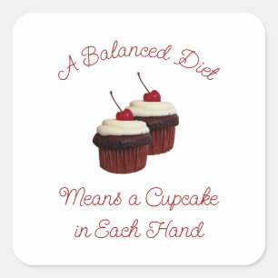 A Balanced Diet Delicious Double Chocolate Cupcake Square Sticker