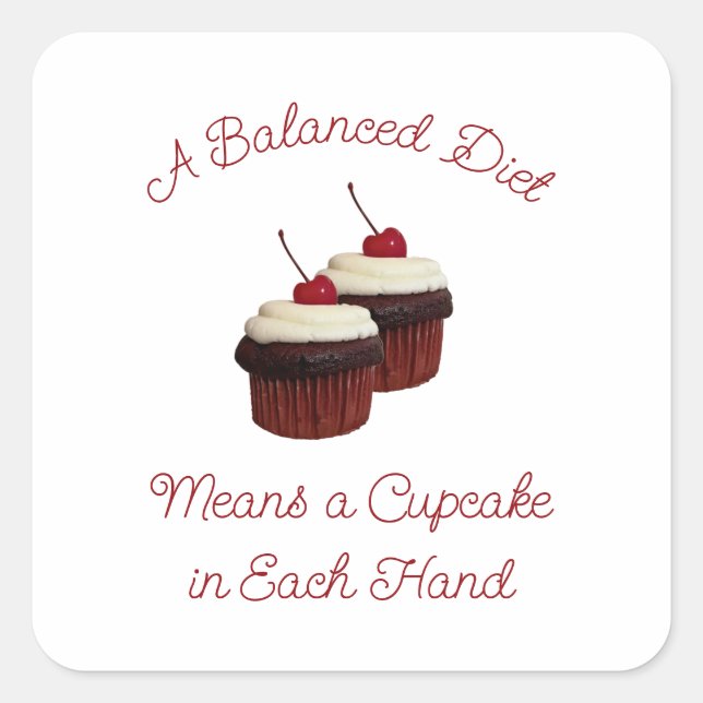 A Balanced Diet Delicious Double Chocolate Cupcake Square Sticker (Front)