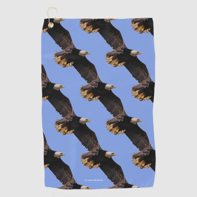 A Bald Eagle Takes to the Sky Golf Towel (Front)
