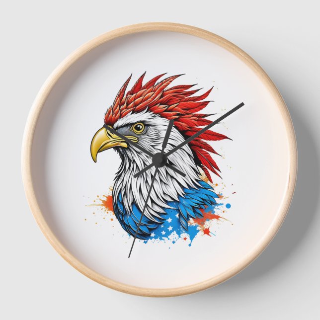 a bald eagle with red clock (Front)