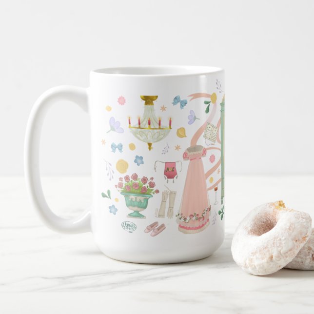 A Ball at the Crown Inn (White 15 oz) Mug (With Donut)