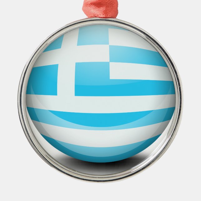 A ball with the flag of Greece Metal Ornament (Front)