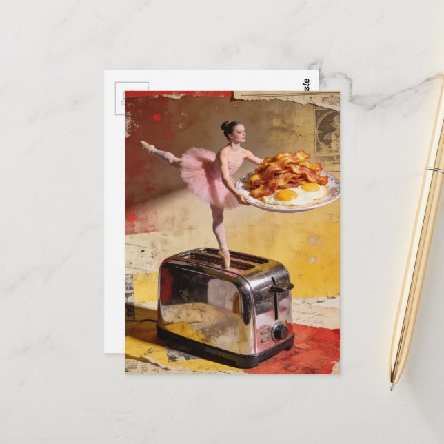 A Ballerina on toaster surreal Postcard (Front/Back In Situ)