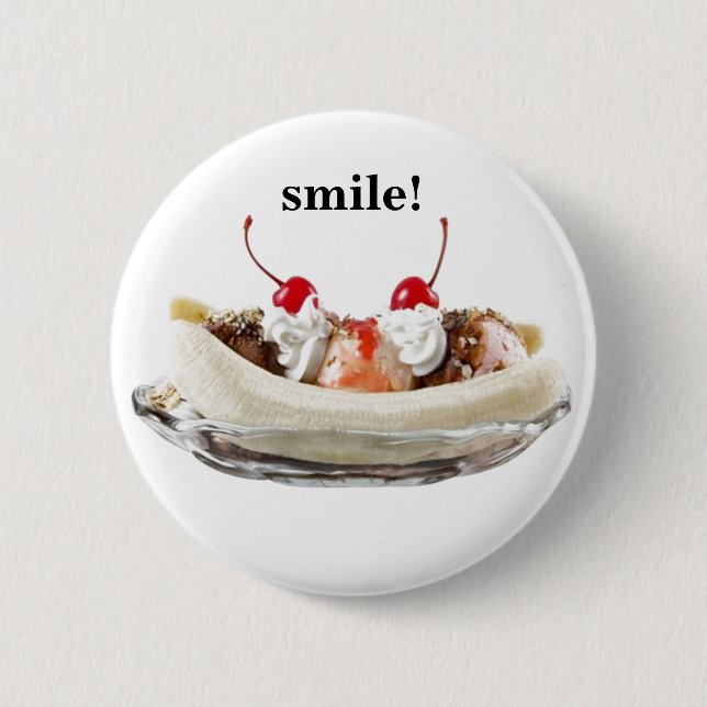 A Banana Split Sundae on a 2 Inch Round Button (Front)