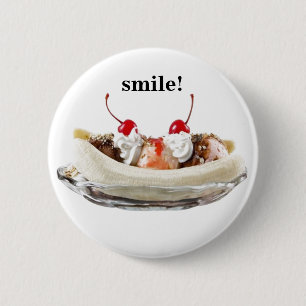 A Banana Split Sundae on a 2 Inch Round Button