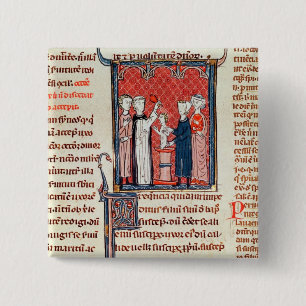 A Baptism Scene, from 'Decrets de Gratien' 2 Inch Square Button