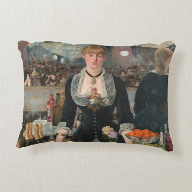 A Bar at the Folies-Bergère Edouard Manet Accent Pillow (Back)