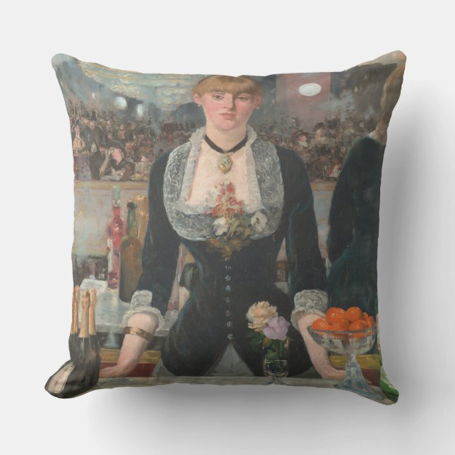 A Bar at the Folies-Bergère Edouard Manet Outdoor Pillow (Front)