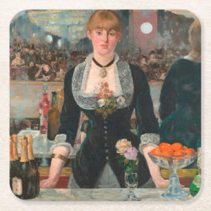 A Bar at the Folies-Bergère Edouard Manet Square Paper Coaster