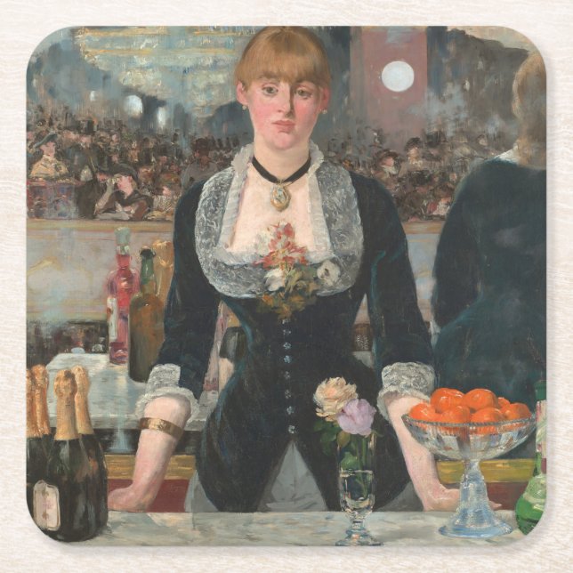 A Bar at the Folies-Bergère Edouard Manet Square Paper Coaster (Front)