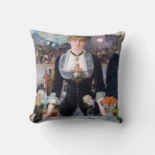 A Bar at the Folies-Bergere, Manet Throw Pillow