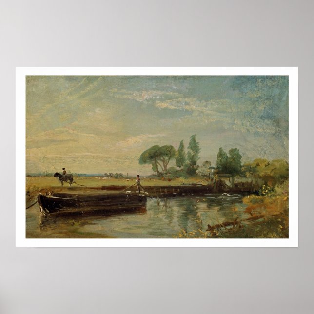 A Barge below Flatford Lock, c.1810 (oil on canvas Poster (Front)