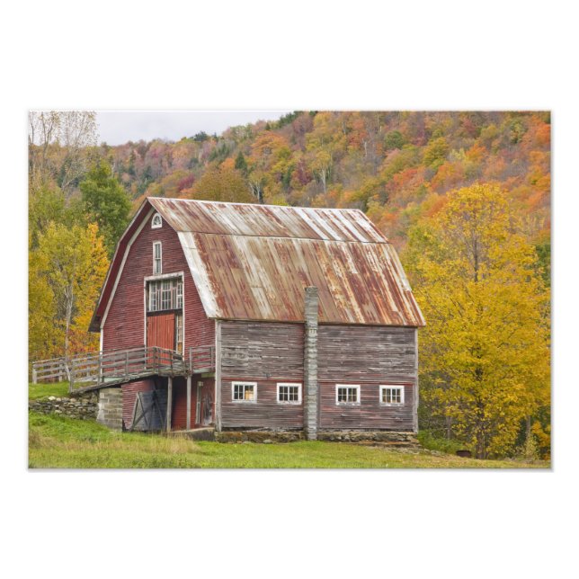 A barn in Vermont's Green Mountains. Hancock, Photo Print (Front)