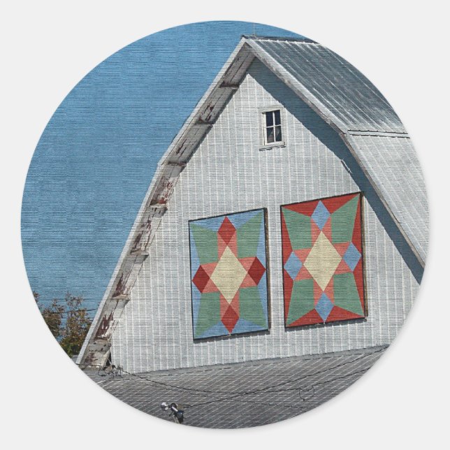 A Barn With Two Quilts Classic Round Sticker (Front)