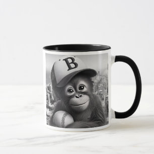 A baseball fan monkey. mug