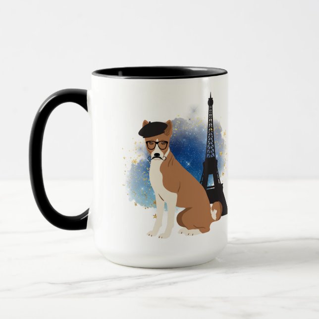 A Basenji in Paris Funny Dog  Mug (Left)