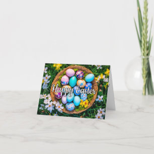 A Basket Full Of Easter Eggs Holiday Card