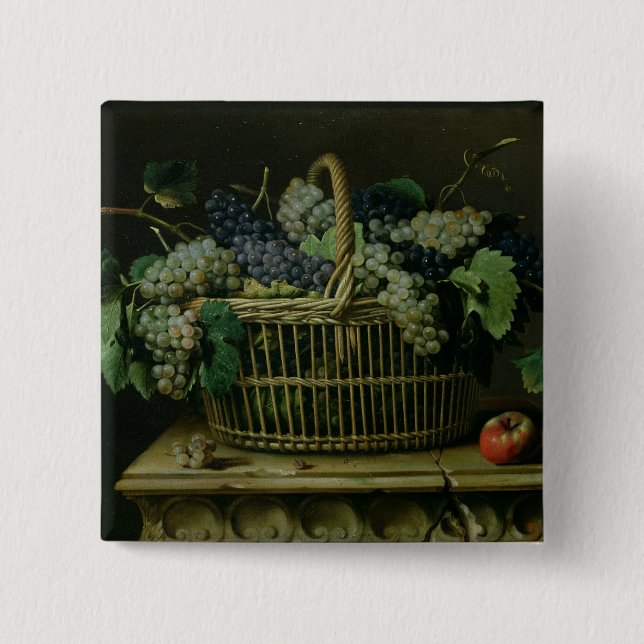 A Basket of Grapes 2 Inch Square Button (Front)