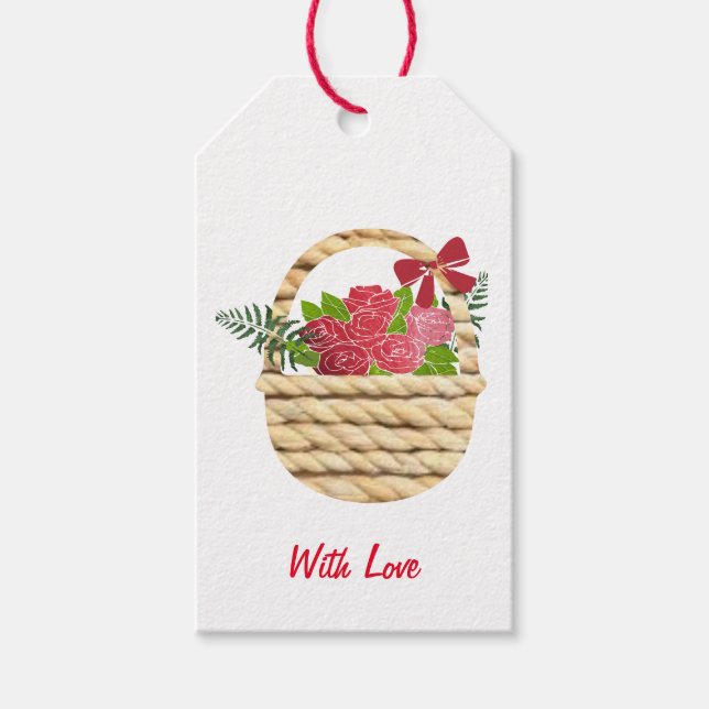 A basket of red roses Gift Tag (Front)