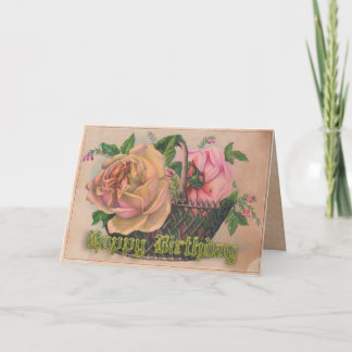 A Basket of Victorian Roses For Your BirthdayThis Card