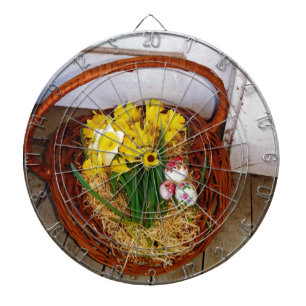 A Basket of Yellow Daffodils and floral Easter Egg Dartboard