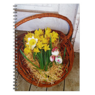 A Basket of Yellow Daffodils and floral Easter Egg Notebook