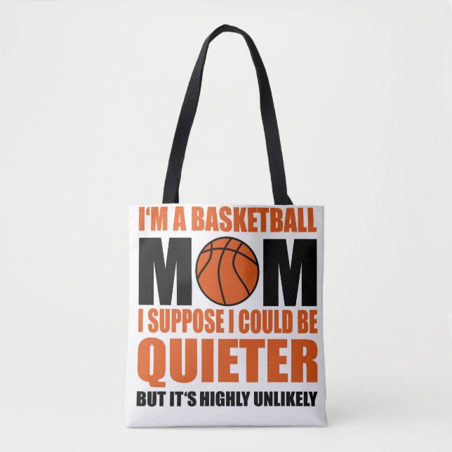 A basketball mom tote bag (Front)