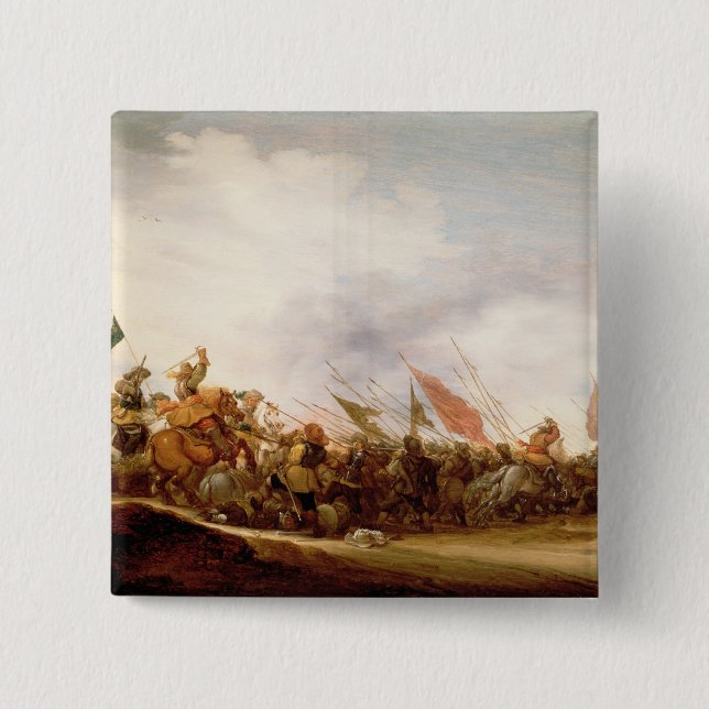 A Battle Scene, 1653 2 Inch Square Button (Front)