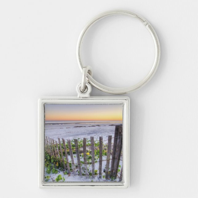 A Beach Fence at Sunset Keychain (Front)