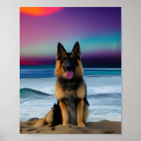 A Beach German Shepherd piece of art