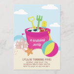 A Beach Party Kid's birthday Party invitation<br><div class="desc">A beach theme girl's birthday party invitation. Please note the photo rights are reserved to shutterstock. This photo in the back is only to be used as placeholder.</div>