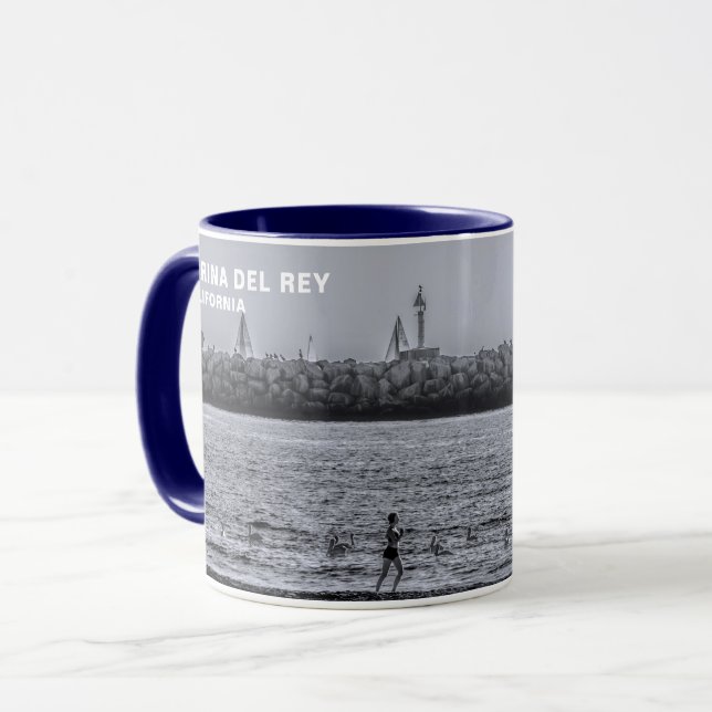 A Beach Run. Marina Del Rey, CA Mug (Front Left)