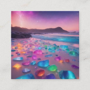 A beach that has a lot of glass stone square business card