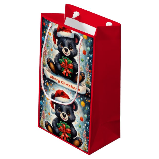 A bear for Christmas Small Gift Bag (Back Angled)